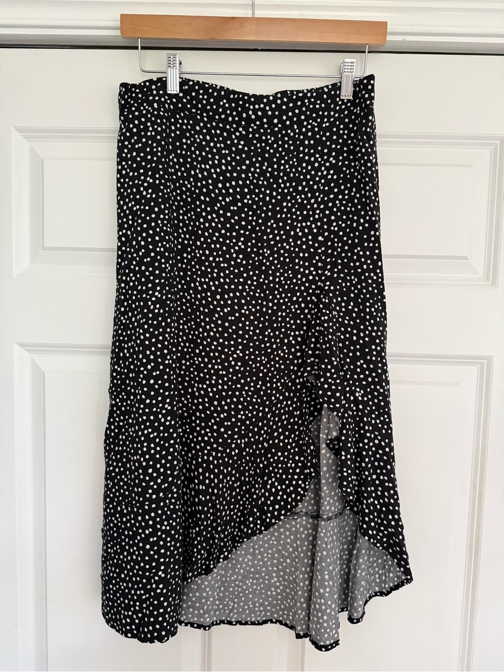 Pink Rose Black and White Polka Dot High-Low Skirt